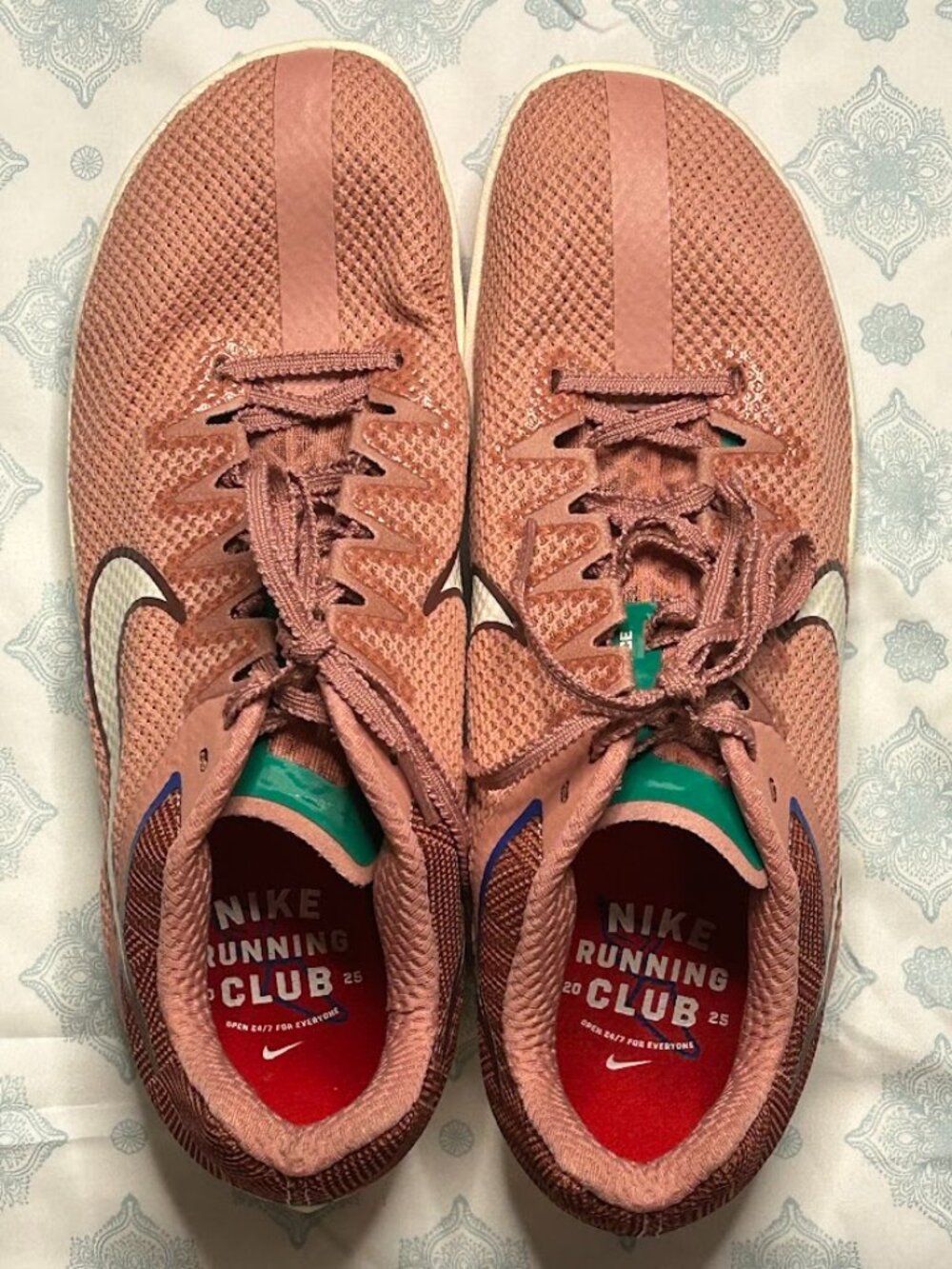 Nike Zoom Rival Distance Track Spikes Rose Gold Pink Womens 8.5 Mens 7 NWOT